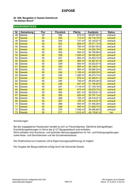 699_Expose.pdf, 38.27 Kb - Niedersächsische Landgesellschaft mbH