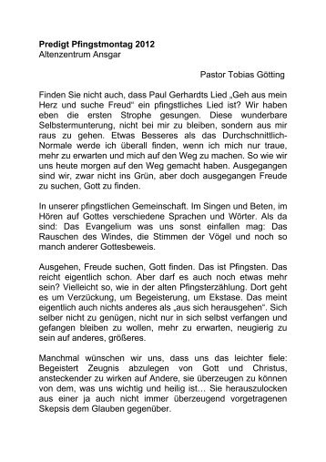 Predigt Pfingstmontag Altenzentrum - Ansgar