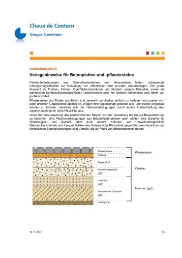 Verlegehinweise für Betonplatten und -pflastersteine - Chaux de ...