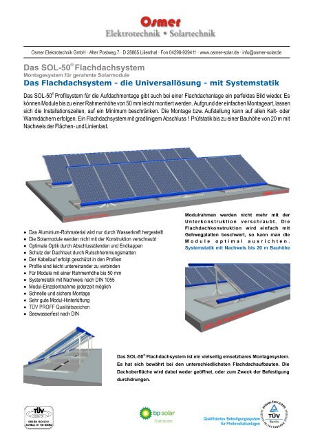 Das SOL-50 Flachdachsystem - Aral