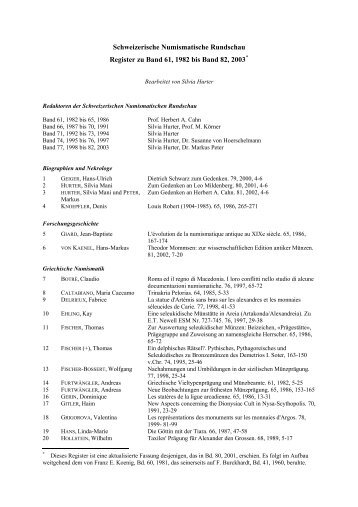 1982-2003 (PDF) - Schweizerische Numismatische Gesellschaft