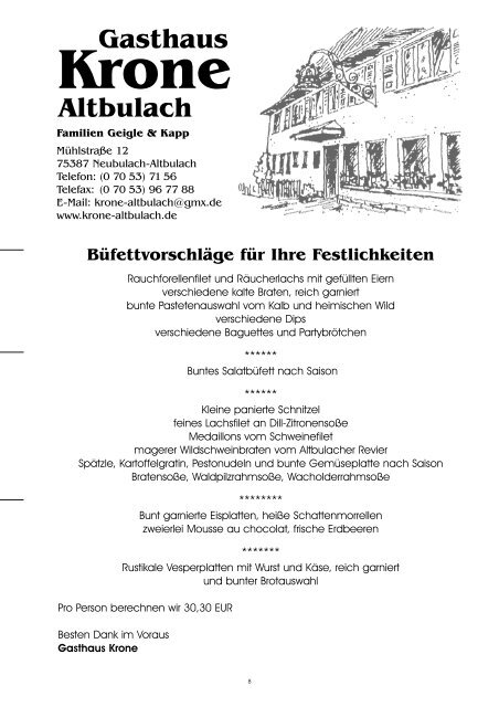 Menüvorschläge - Gasthaus Krone