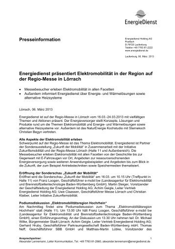Presseinformation Energiedienst präsentiert ... - EnergieDienst AG