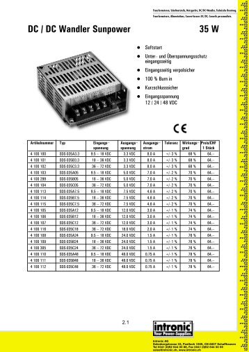 DC / DC Wandler Sunpower 35 W - Intronic AG