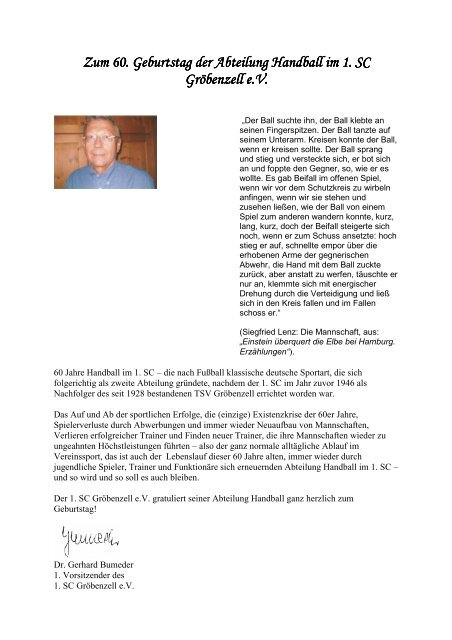 60 Jahre Handball Im 1 Sc Grobenzell Scg Handball De