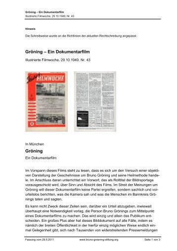 Gröning - Ein Dokumentarfilm (Text PDF) - Bruno Gröning Stiftung