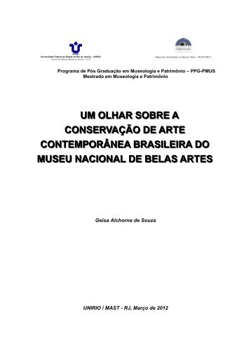 olhar sobre a conservação de arte contemporânea - Unirio