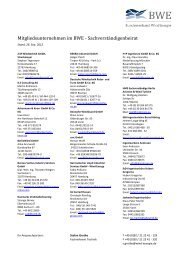 Mitgliedsunternehmen im BWE - Sachverständigenbeirat