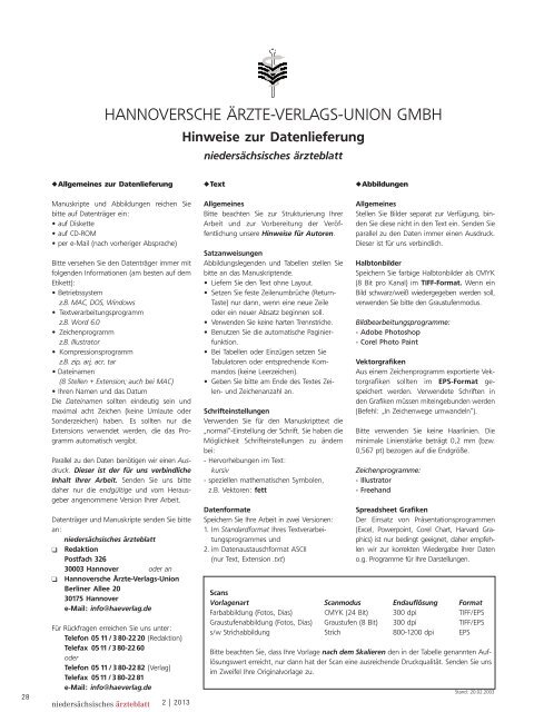 Die aktuelle Ausgabe als PDF - Hannoversche Ärzte-Verlags-Union