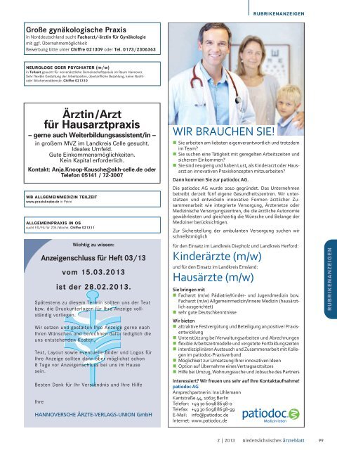 Die aktuelle Ausgabe als PDF - Hannoversche Ärzte-Verlags-Union
