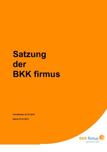 Satzung der BKK firmus