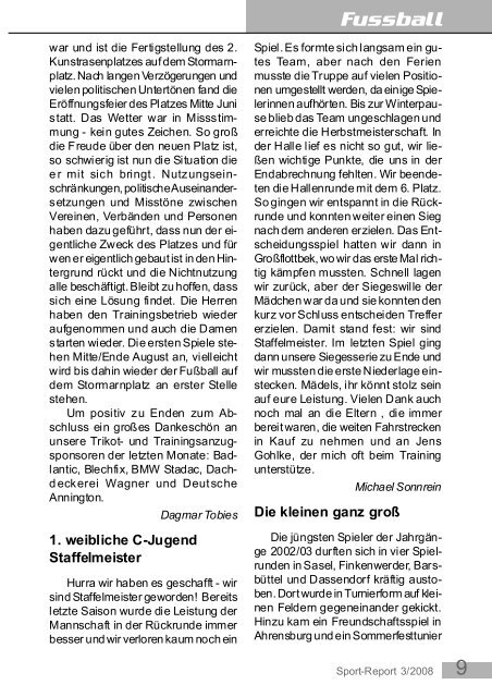Sport Report Herbst 2008 - Ahrensburger TSV von 1874 e. V.