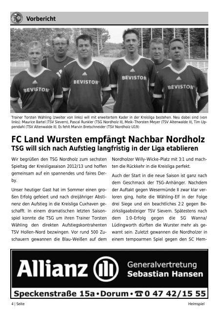 Vorschau - FC Land Wursten