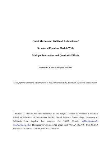 Quasi Maximum Likelihood Estimation of Structural Equation Models ...
