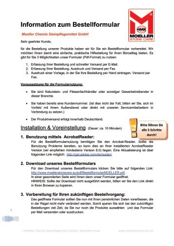 Download: Anleitung und Bestellformular - Moeller Chemie