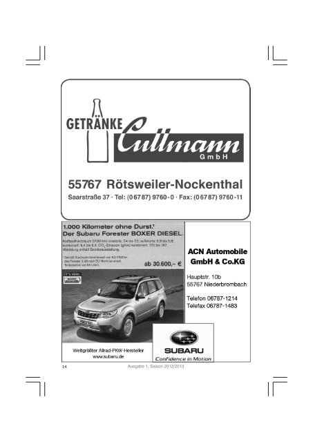 Ausgabe 1, Saison 2012/2013 SG Niederhambach/Schwollen I 5 SV ...