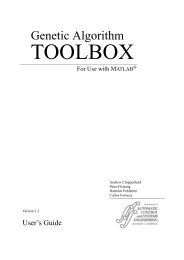 The MATLAB Genetic Algorithm Toolbox v1.2 User's