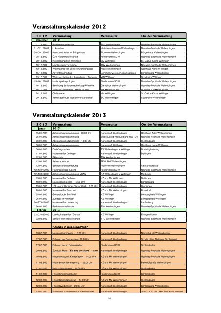 Veranstaltungskalender 2013 - Wellendingen