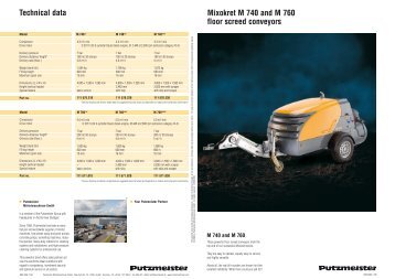 Mixokret M 740 and M 760 floor screed conveyors Technical data