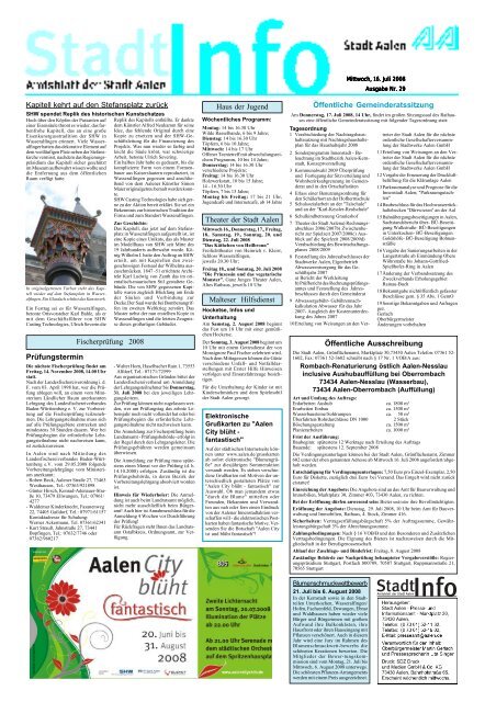 Amtsblatt "StadtInfo" der 29. Kalenderwoche (211 KB, pdf - Stadt Aalen