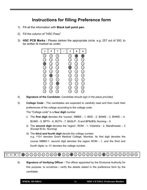 MHT-CET 2012 Preference Booklet - Directorate of Medical ...