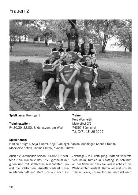 SKV Eglosheim, Handball, Saisonzeitschrift 2005/2006 - bei der SG ...