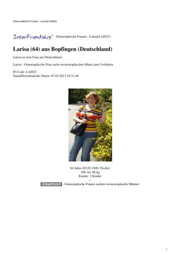 Osteuropäische Frauen - Larisa†LAJ823‡ - InterFriendship
