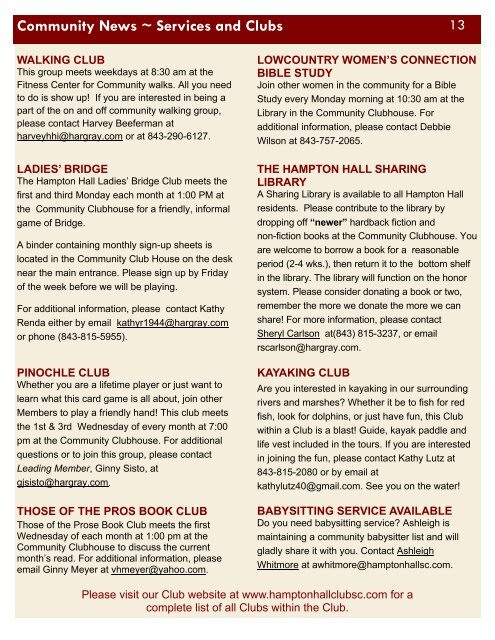 Member Newsletter - Hampton Hall Club
