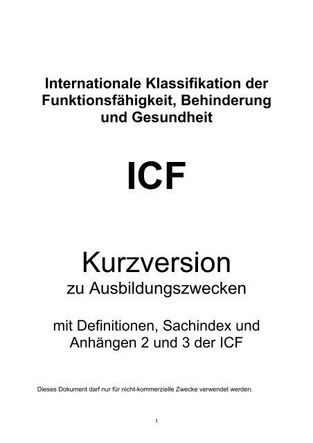 ICF Kurzversion zu Ausbildungszwecken - pantucek.com