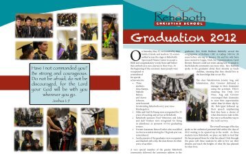 Summer 2012 Graduation Insert - Rehoboth Christian School