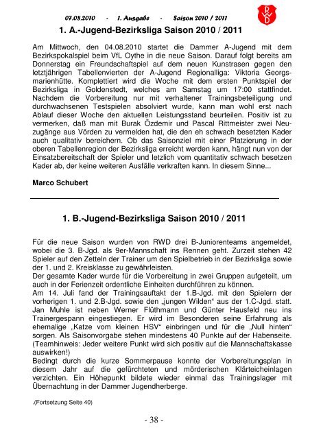 2010.08.07 RW-Kurier Ausgabe 1 - Rot Weiss Damme