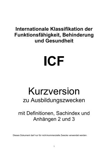 Kurzversion des ICF zu Ausbildungszwecken - Sassonia.de