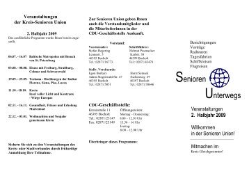 2. Halbjahr 2009 - Senioren Union - Kreisverband Borken