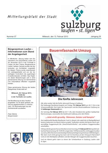 Mitteilungsblatt der Stadt Sulzburg - KW 07-2013 vom - Gemeinde ...