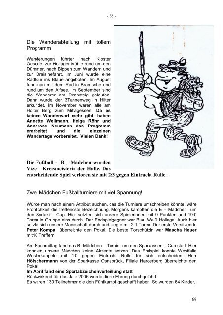 Chronik SV Harderberg der Zeitraum ab Ende September 2000 bis ...