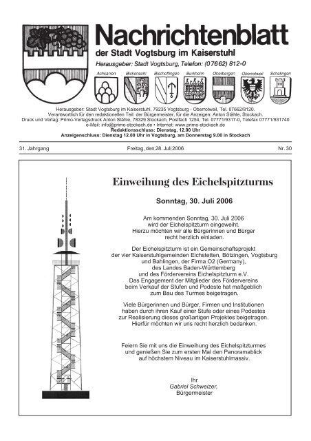 Nr. 30 vom 28. Juli 2006 - Vogtsburg im Kaiserstuhl