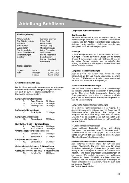 Jahresbericht 2003 - TSV Hüttlingen 1892 eV