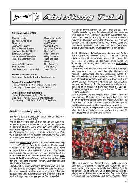 Jahresbericht 2008 - TSV Hüttlingen 1892 eV