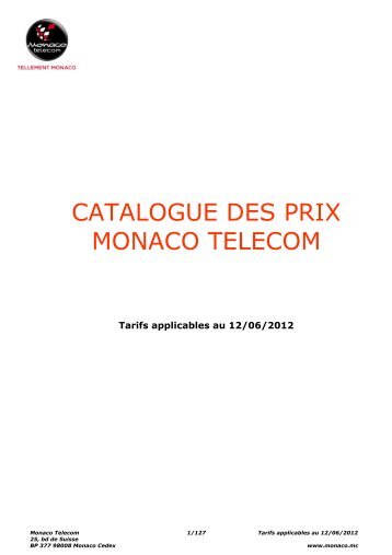 CATALOGUE DES PRIX MONACO TELECOM