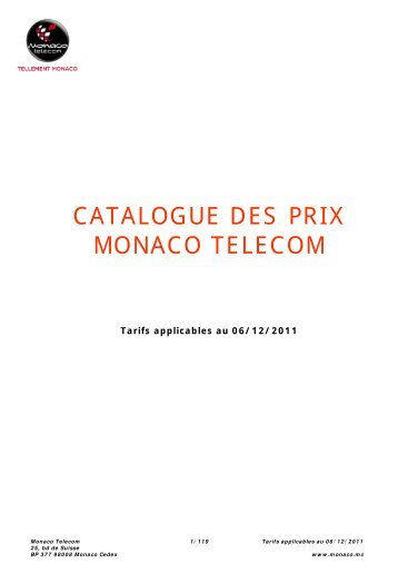 CATALOGUE DES PRIX MONACO TELECOM