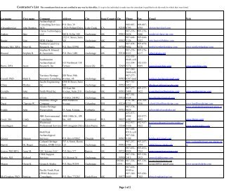 Contractor's List The consultants listed are not certified