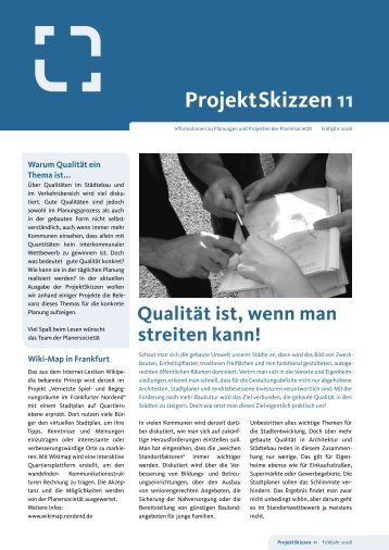 Heft 11 (2008): Qualität in der Stadtplanung - Planersocietät