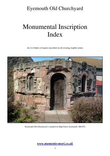 Monumental Inscription Index - Memento Mori