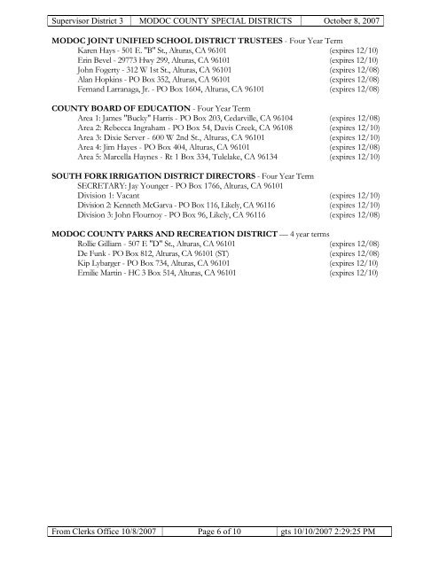 2007 modoc county special districts