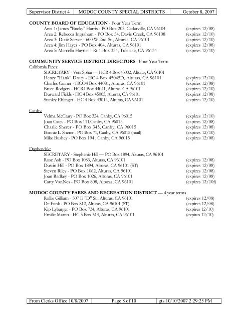 2007 modoc county special districts