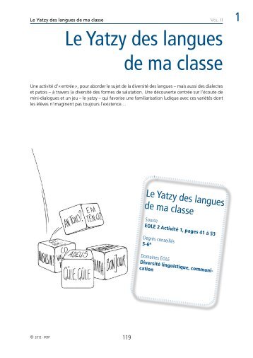 Le Yatzy des langues de ma classe - IRDP