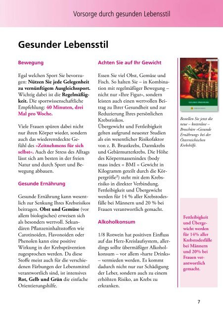 PDF-Download Frauen und Krebs - Österreichische Krebshilfe
