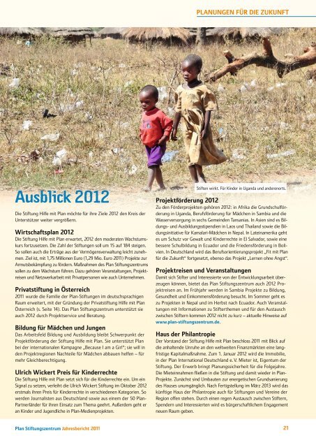 Jahresbericht 2011 - Plan Stiftungszentrum