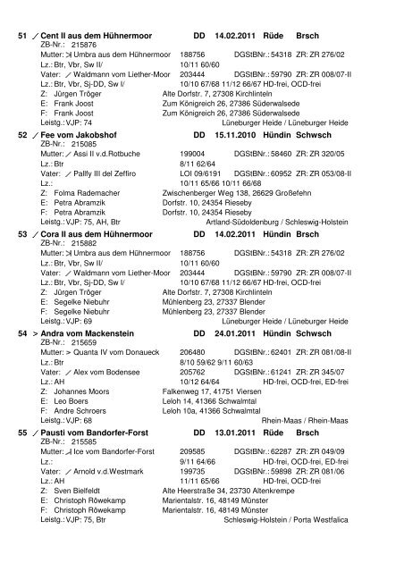 der 79. Internationalen Hegewald-Zuchtprüfung 2012