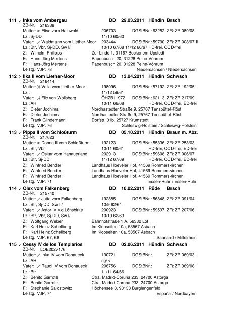 der 79. Internationalen Hegewald-Zuchtprüfung 2012